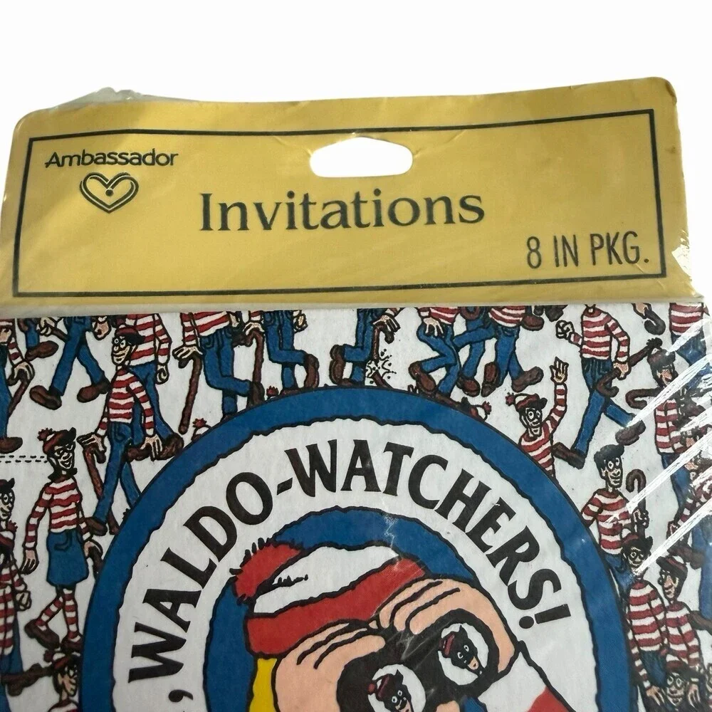 Vintage 1991 Where’s Waldo Birthday Party Invitations Sealed 8 Pk Waldo Watchers